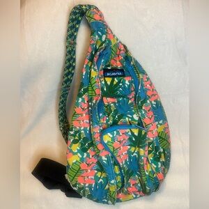 KAVU Tropical Print Crosbody Rope Bag Sling Pack for Hiking, Camping, Commuting